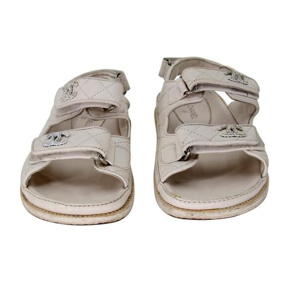 Chanel Dad Flats 38 Leather Lambskin Quilted Sandals CC-0219N-0033 - Picture 3 of 11